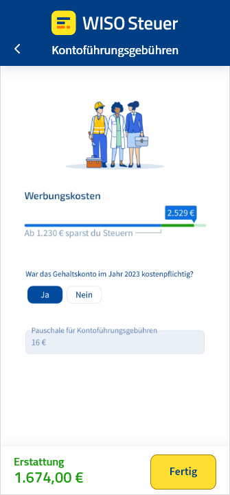 Eingabemaske für Kontoführungsgebühren in der App WISO Steuer