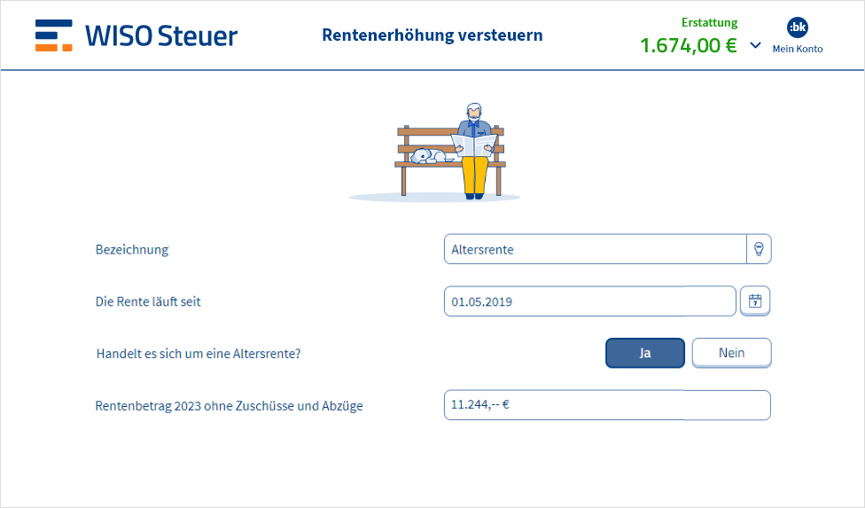 Eingabemaske für Renten in WISO Steuer