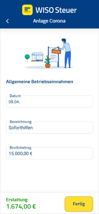 Anlage Corona mit der App WISO Steuer ausfüllen