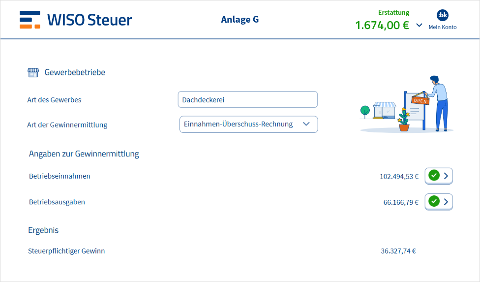 Anlage G in WISO Steuer ausfüllen