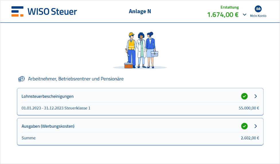 Anlage N in WISO Steuer ausfüllen