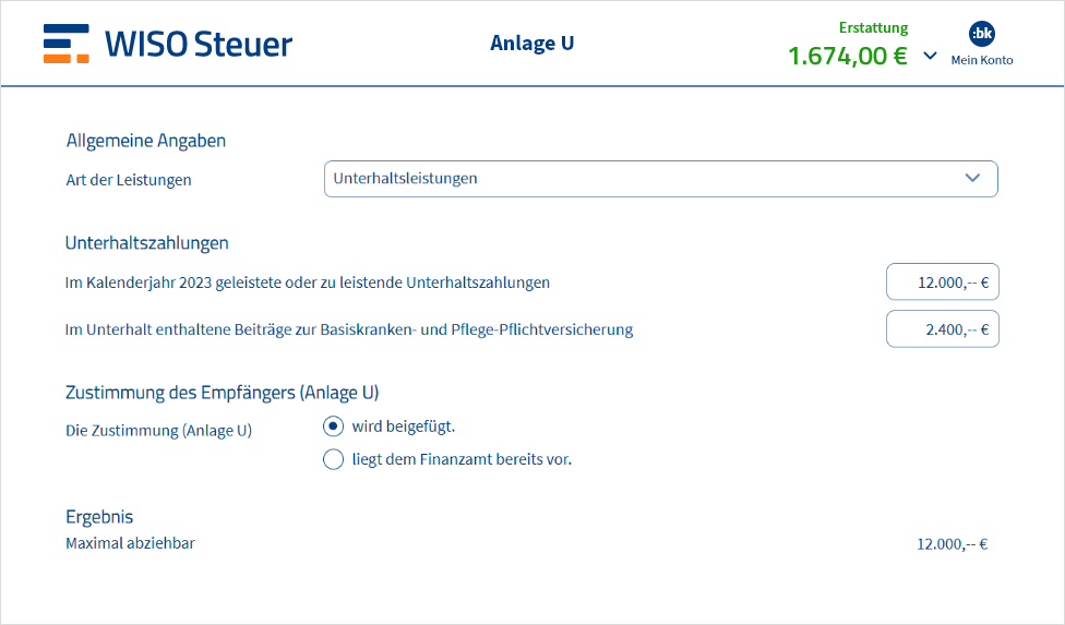 Anlage U mit WISO Steuer ausfüllen