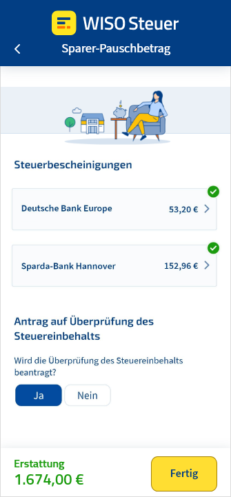 Beantragung des Sparerpauschbetrags mit der App WISO Steuer